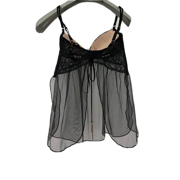 Victorias Secret Black Lace 34C Babydoll Lingerie Gold Accents Chemise 329863093 - Picture 5 of 10
